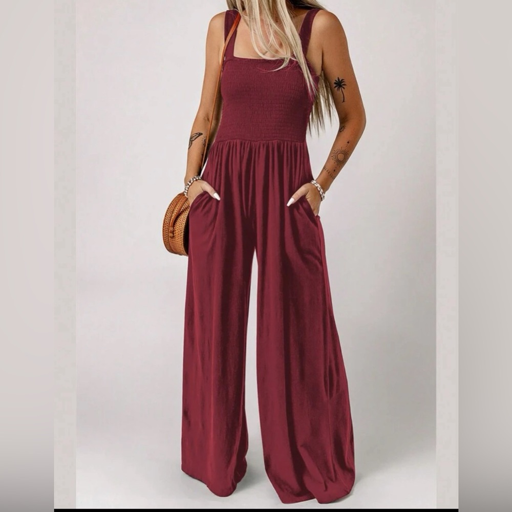 Red Wide Leg Jumpsuit